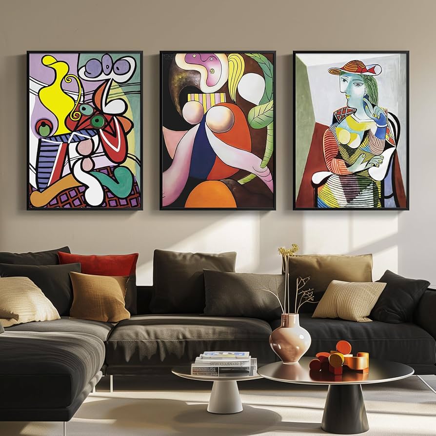 Framed Abstract Famous Paintings Picasso Wall Art - Set of 3